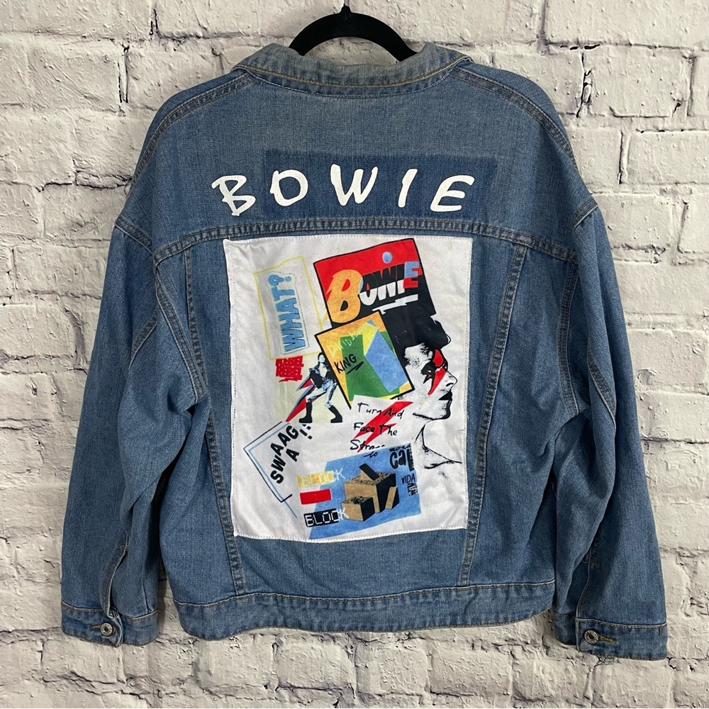 David Bowie Ziggy Stardust Retro 80’s Customized Denim Women’s Jean Jacket Large